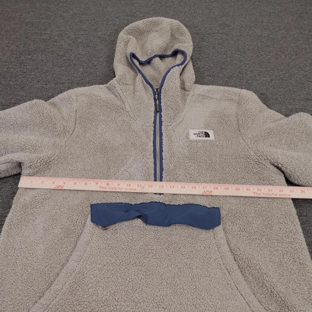 The North Face Hoodie Mens XL Gray Sherpa Fleece 1/4 Zip Pullover Heavyweight